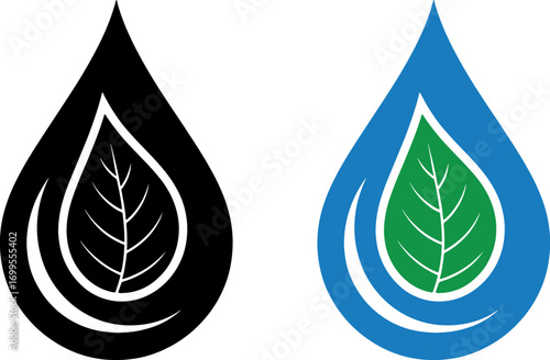 A single drop of water with a fresh green.eps