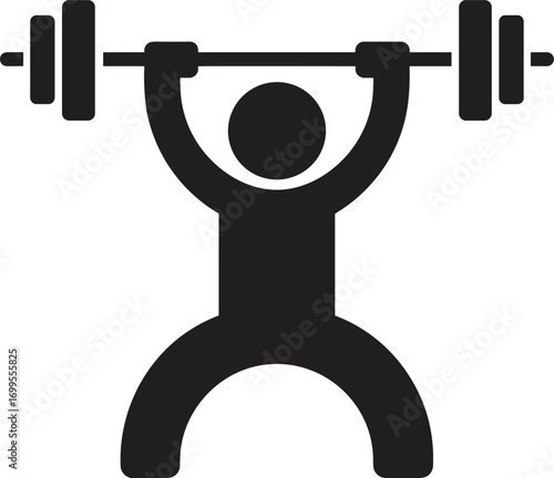 Weightlifting Icon – Athlete Lifting Barbell, Strength Training and Gym Workout Symbol