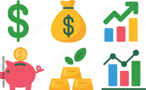 Money, finance, and investment vector icons.eps