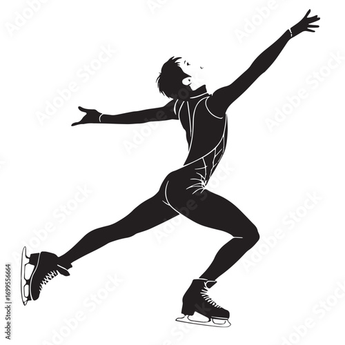 Black figure skating Silhouette Vector, High Quality Illustration on White Background