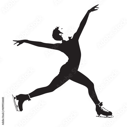 Black figure skating Silhouette Vector, High Quality Illustration on White Background