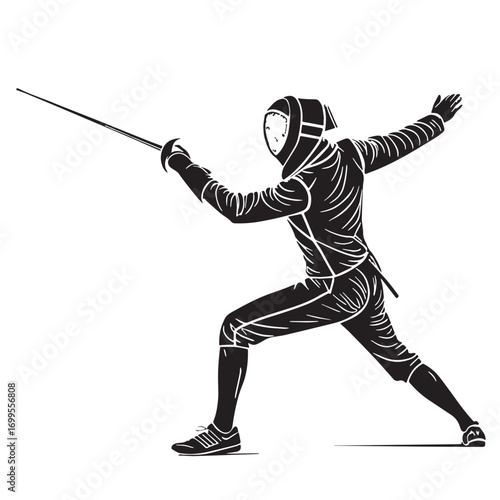 Black fencing europe sword fighting Silhouette Vector, High Quality Illustration on White Background