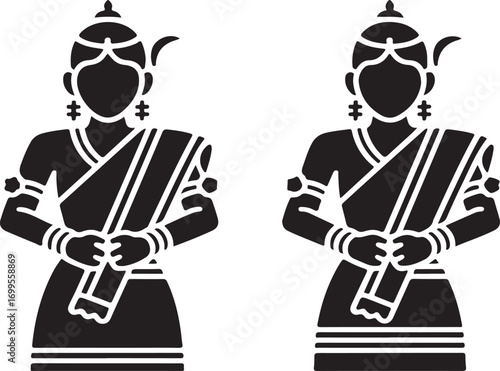 Traditional Indian Woman Silhouette Icon