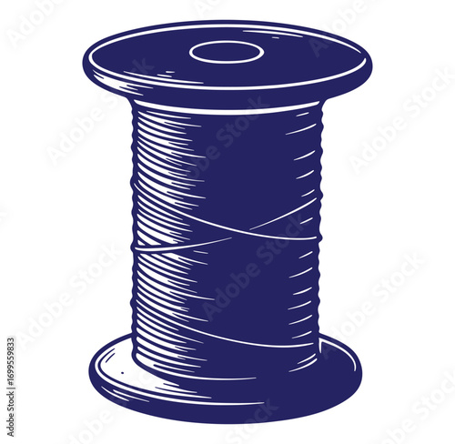 Detailed and elegant illustration of a spool of thread for sewing and craft projects