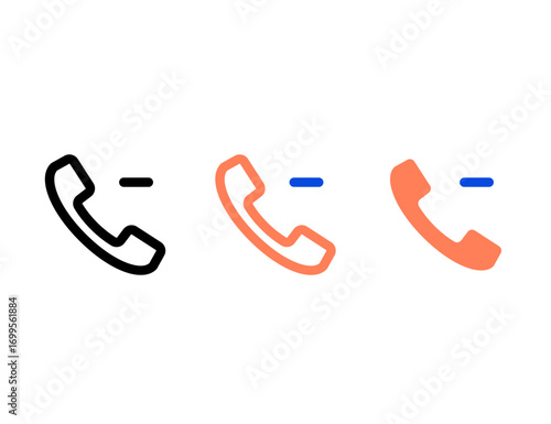 Three stylized phone handset icons with horizontal dashes