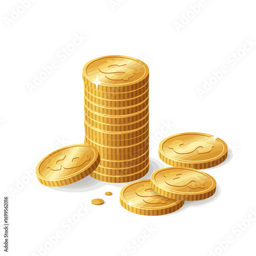 Financial Success: A Tower of Golden Coins for Savings and Wealth