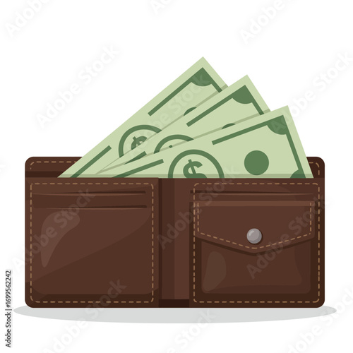 Personal Finance: A Brown Leather Wallet with Cash and Cards