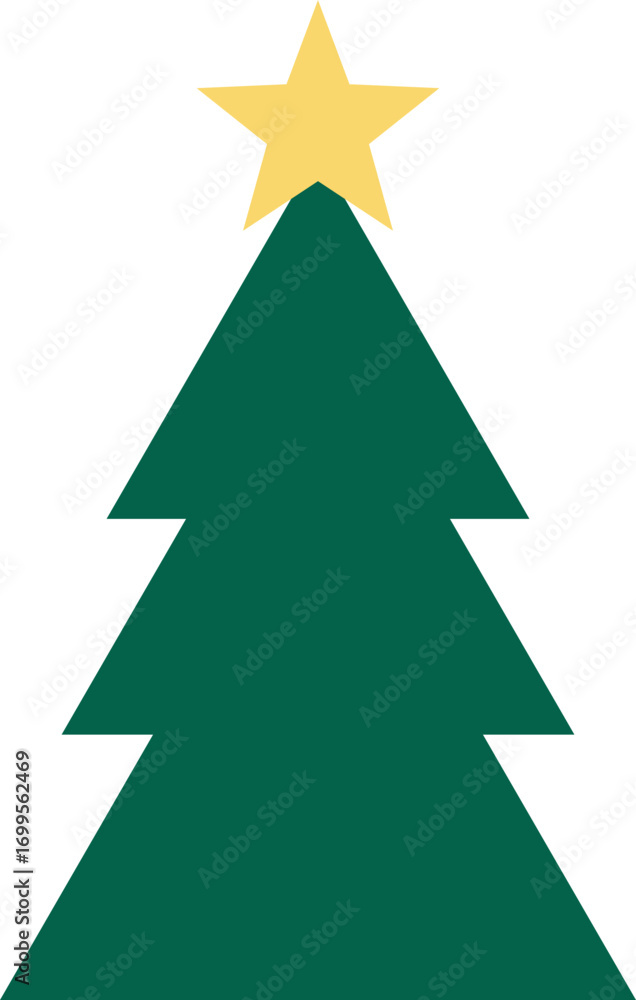 Obraz premium Minimalist Christmas Tree with Star Illustration