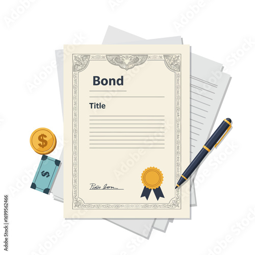 The World of Finance: A Bond Certificate as a Symbol of a Fixed-Income Investment