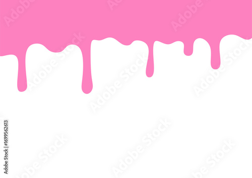 Pink Wavy Liquid Melting Vector on White Background. Strawberry Liquid Dripping and Melting Vector. Great for sweet dessert design, candy cream, yogurt splash, ice cream topping