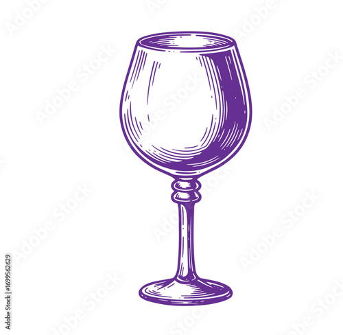 Elegant purple wine glass illustration isolated on a white background for beverage concepts