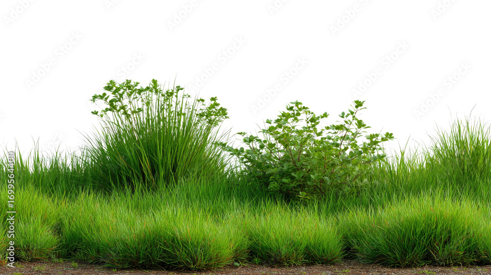 Obraz premium Lush Green Grass and Plants: Captivating the vibrant and refreshing hues of nature, showcases a meticulously arranged composition of verdant green grass and plants in an idyllic setting.