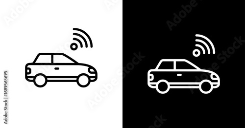 Autonomous Vehicles White Icon Set Design	