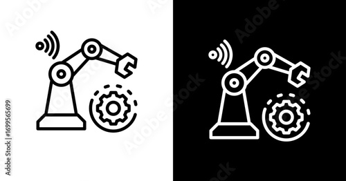 Robotics White Icon Set Design	