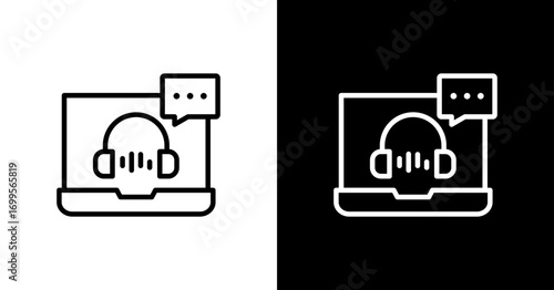 Virtual Assistants White Icon Set Design	
