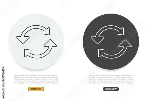 Minimalist vector illustration of a circular refresh symbol, embodying continuous updates, data synchronization, and cyclical processes for digital applications