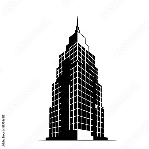 Vector illustration of a high-rise office building in modern minimalist style. Ideal for business, construction, real estate, and architecture-related concepts.