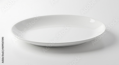 White Ceramic Bowl on White Background, Minimalist Design.