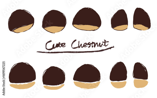Cute Hand-Drawn Chestnut Illustration Set