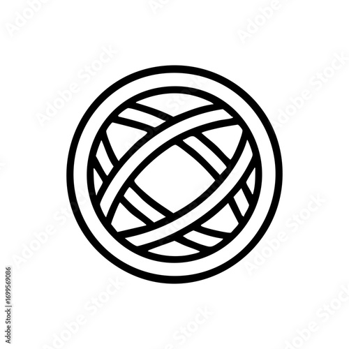Minimal Line Art Yarn Ball Vector Illustration in Black and White