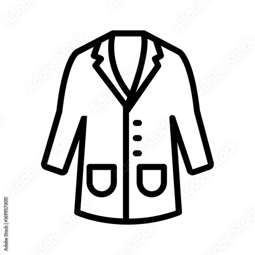 Vector black line icon for Lab coat