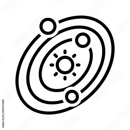 Vector black line icon for Planet structure