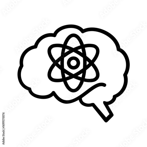 Vector black line icon for Neuroscience