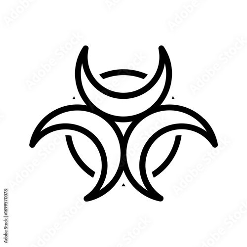 Vector black line icon for Radiation symbol
