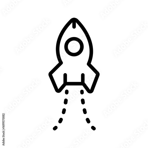 Vector black line icon for Rocket