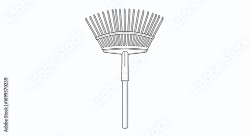 Fan Rake Illustration Gardening Tool Line Drawing