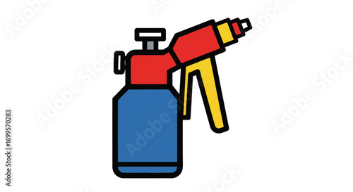 Colorful garden pressure sprayer bottle icon. Vector graphic concept of a tool for gardening, cleaning, and chemical dispensing in a flat design style