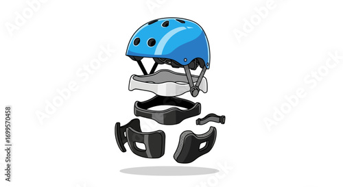 Exploded View of a Bicycle Helmet Safety Gear Components and Design