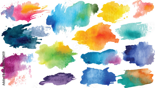 Foto Abstract watercolor shapes on white background