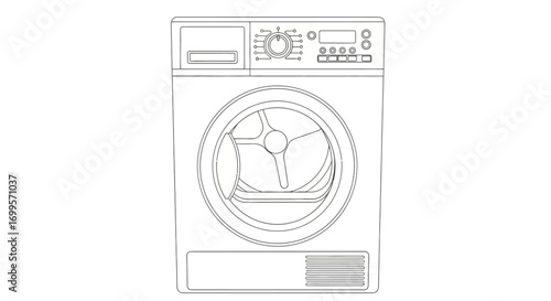Washing Machine Illustration Laundry Appliance Line Art