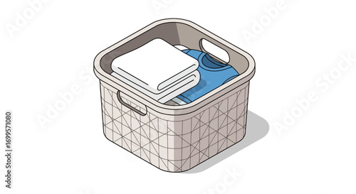 Organized Laundry  A Neat and Tidy Laundry Basket Illustration