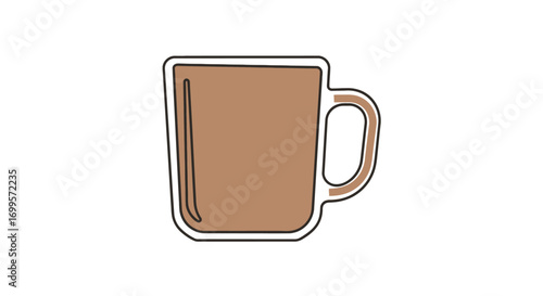 Simple brown mug icon illustration. Line art design of a coffee or tea cup for hot drinks, isolated on a white background