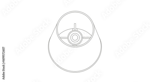 Clean line art design of a technical draft for a futuristic scientific instrument blueprint