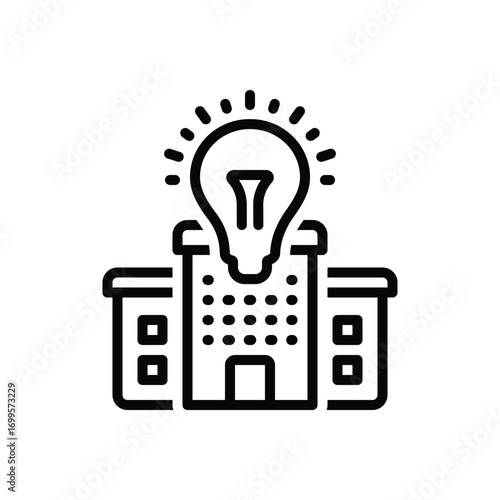 Black line icon for innovation hub