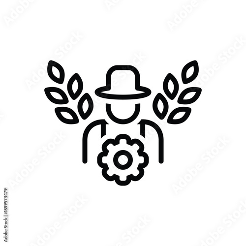 Black line icon for rural revitalization