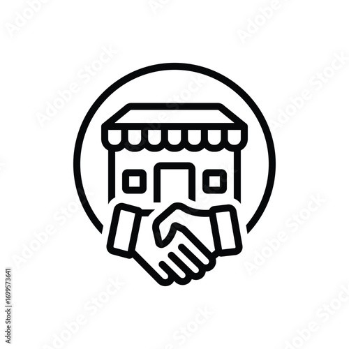 Black line icon for small business support