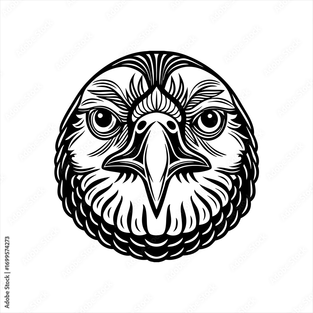 Obraz premium Stylized Black and White Eagle Head Illustration.