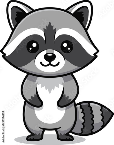 A friendly and mischievous raccoon cartoon character illustration