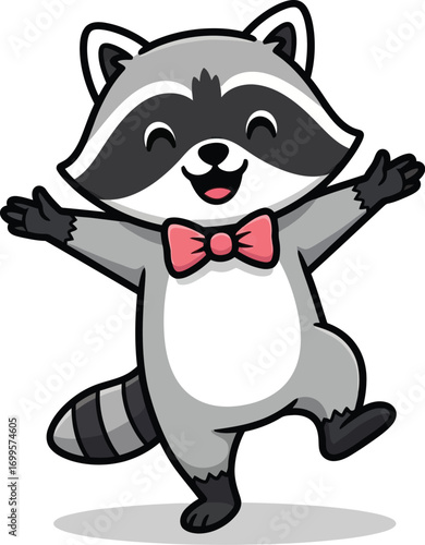 A friendly and mischievous raccoon cartoon character illustration