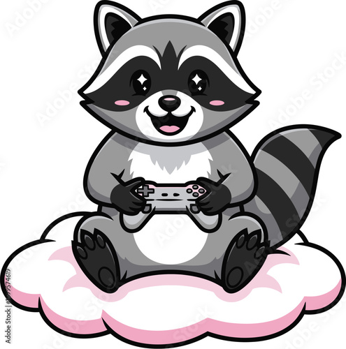 A friendly and mischievous raccoon cartoon character illustration