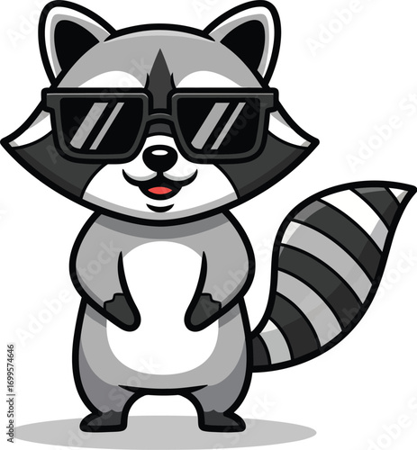 A friendly and mischievous raccoon cartoon character illustration