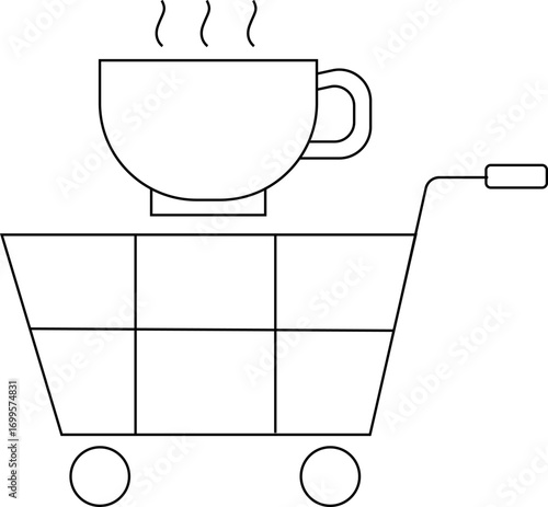 trolley icon and coffee cup icon with white background