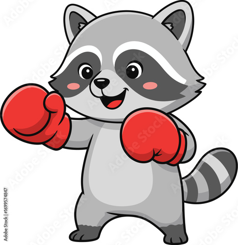 A friendly and mischievous raccoon cartoon character illustration