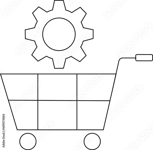 trolley icon and gear icon with white background