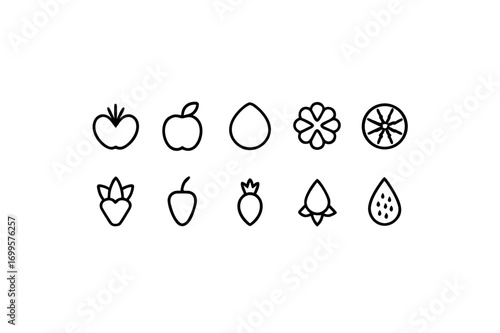 10 different superfood icons line art vector 