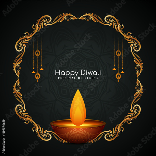 Elegant Happy Diwali Indian festival greeting card